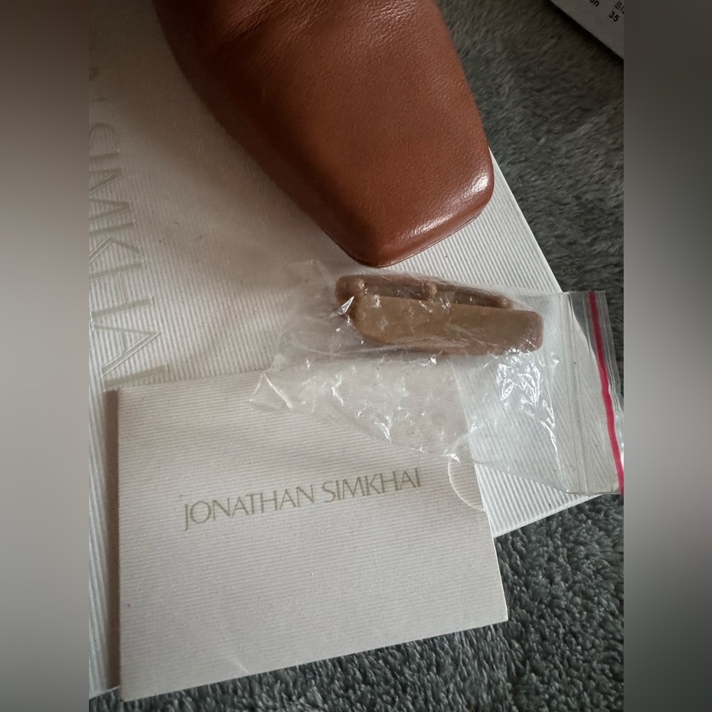 Jonathan Simkhai Karine Booties Foldover Cinnamon Brown Ankle Leather, Size 38EU - Picture 7 of 10